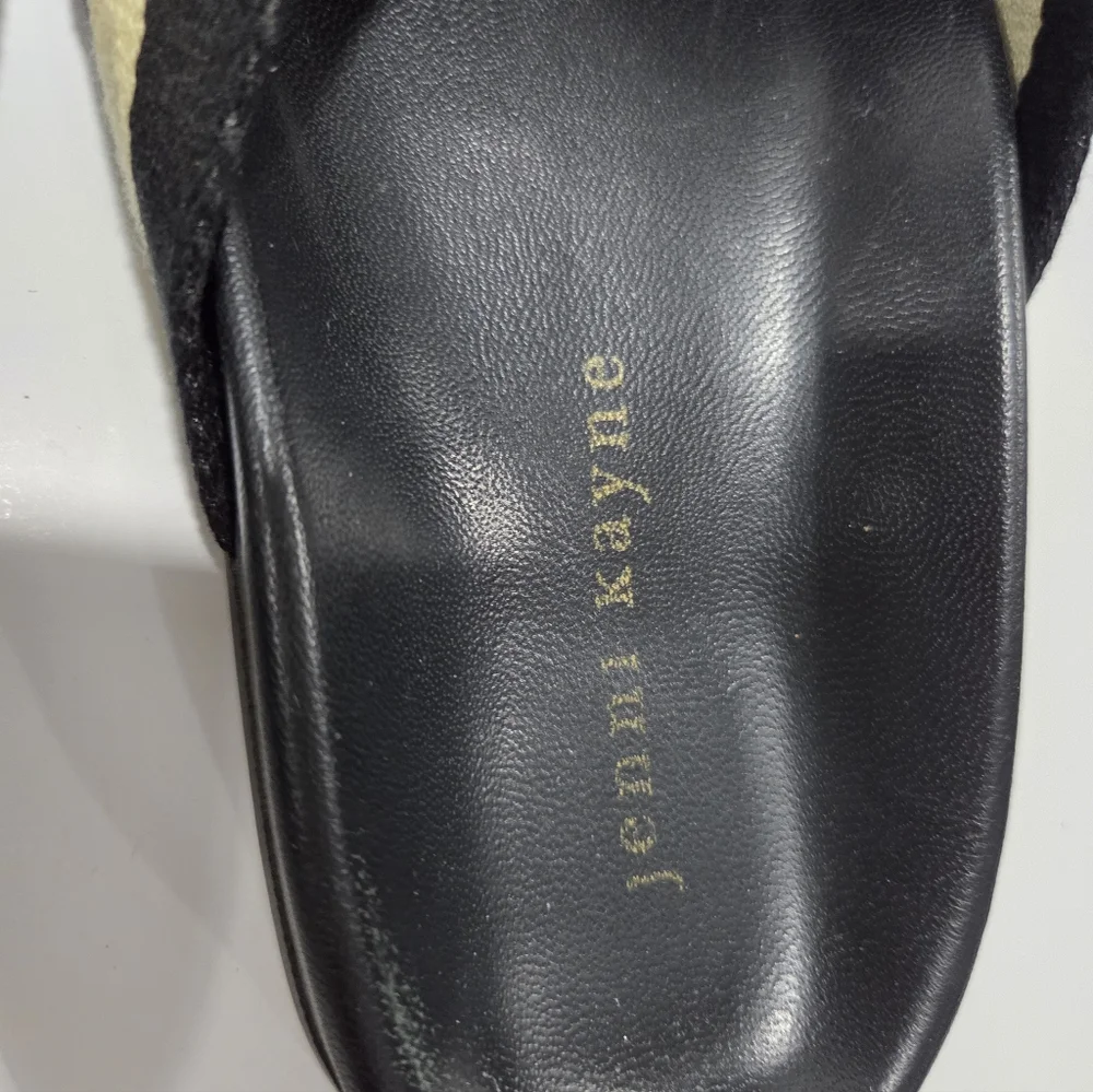 Jenni Kayne Black and Cream Crisscross Slide Sandals